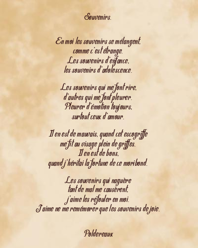 Le poème en image: Souvenirs.