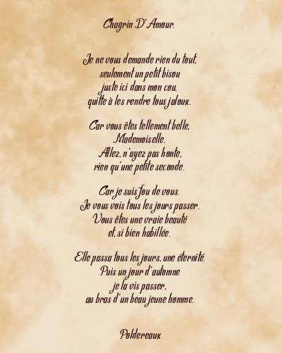 Le poème en image: Chagrin D’amour.