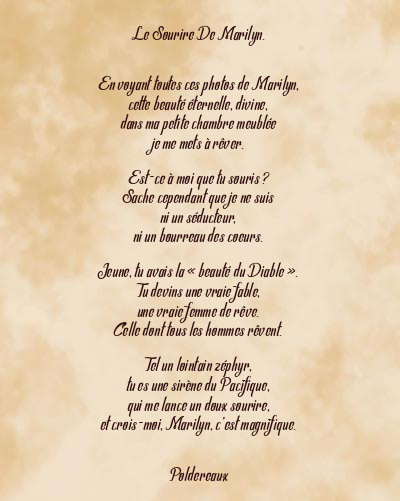 Le poème en image: Le Sourire De Marilyn.