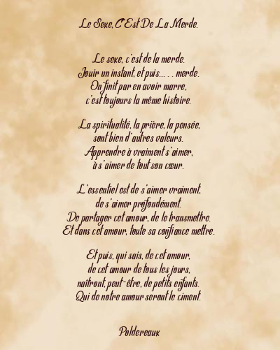 Le poème en image: Le Sexe, C’est De La Merde.