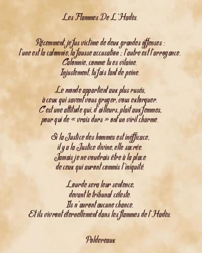 Le poème en image: Les Flammes De L’hadès.