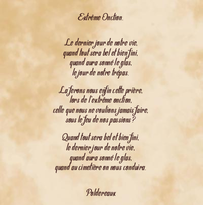 Le poème en image: Extrême Onction.