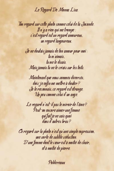 Le poème en image: Le Regard De Monna Lisa.