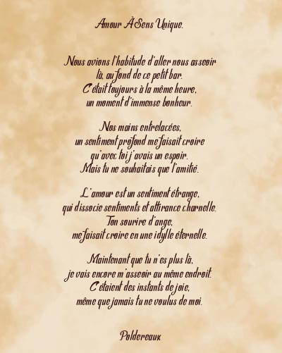 Le poème en image: Amour À Sens Unique.