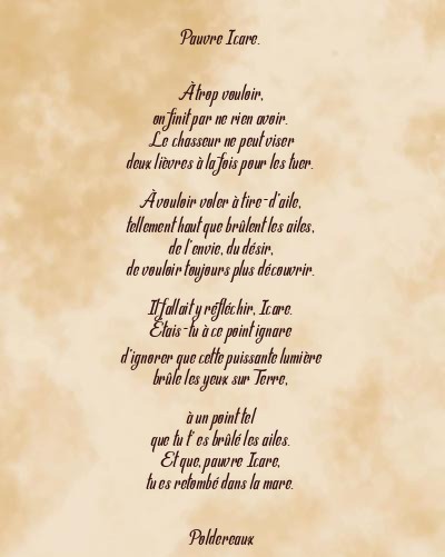 Le poème en image: Pauvre Icare.