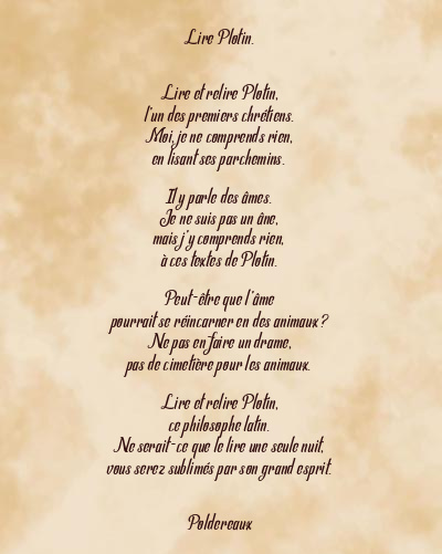 Le poème en image: Lire Plotin.