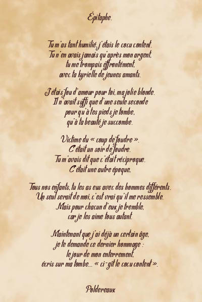 Le poème en image: Épitaphe.