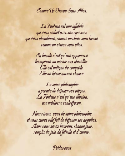 Le poème en image: Comme Un Oiseau Sans Ailes.