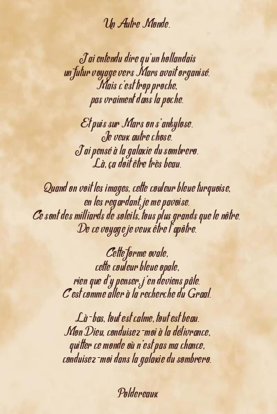 Le poème en image: Un Autre Monde.
