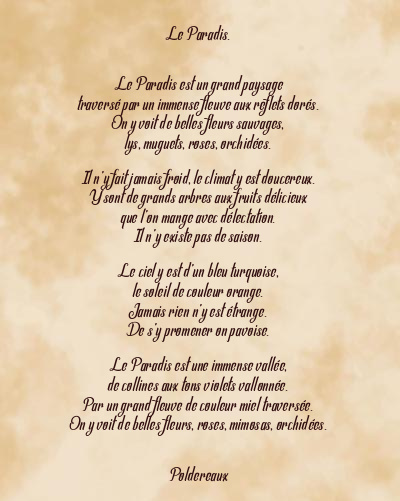 Le poème en image: Le Paradis.