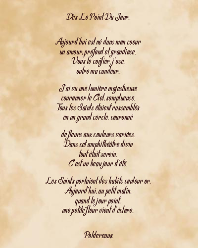 Le poème en image: Dès Le Point Du Jour.