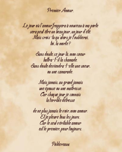 Le poème en image: Premier Amour.