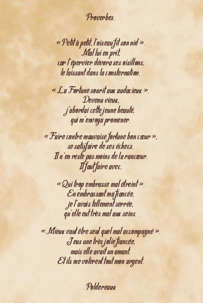 Le poème en image: Proverbes.