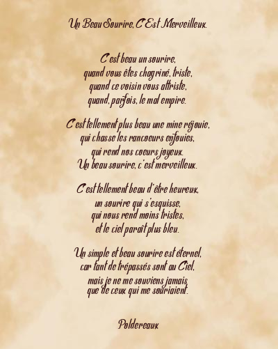Le poème en image: Un Beau Sourire, C’est Merveilleux.