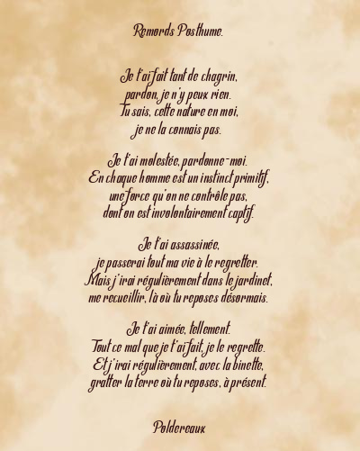 Le poème en image: Remords Posthume.