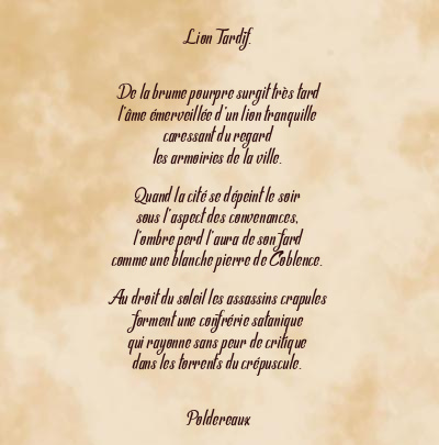 Le poème en image: Lion Tardif.