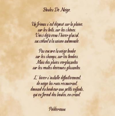 Le poème en image: Boules De Neige.