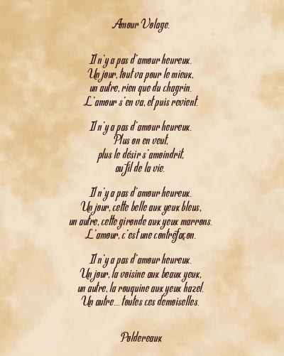 Le poème en image: Amour Volage.