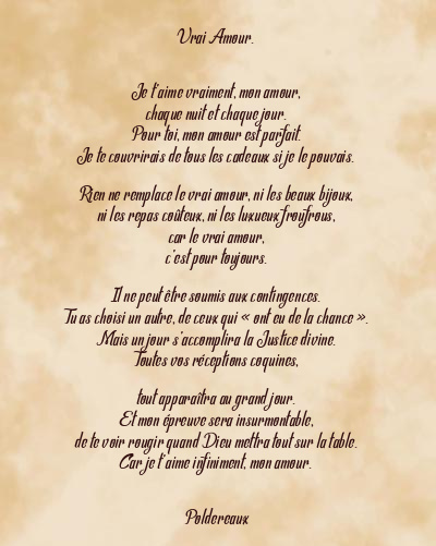 Le poème en image: Vrai Amour.