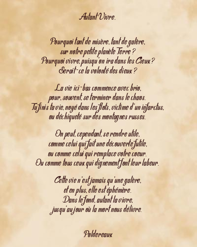 Le poème en image: Autant Vivre.