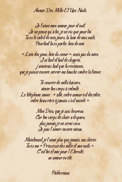 Le poème en image: Amour Des Mille Et Une Nuits.
