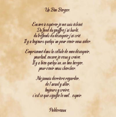 Le poème en image: Un Bon Berger.