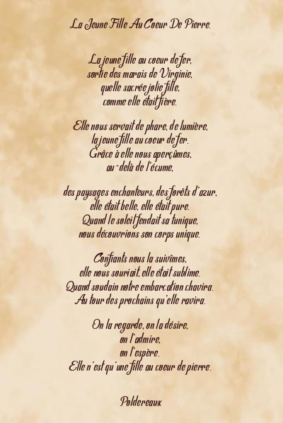 Le poème en image: La Jeune Fille Au Coeur De Pierre.