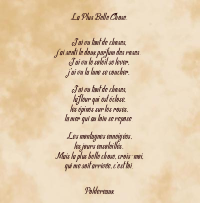 Le poème en image: La Plus Belle Chose.
