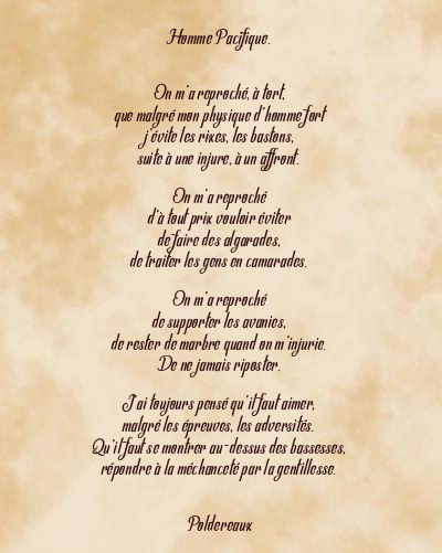 Le poème en image: Homme Pacifique.