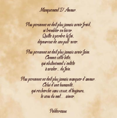 Le poème en image: Manquement D’amour.