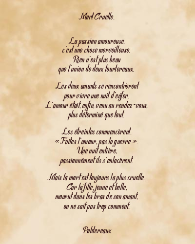 Le poème en image: Mort Cruelle.