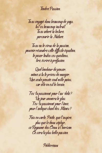 Le poème en image: Tendre Passion.