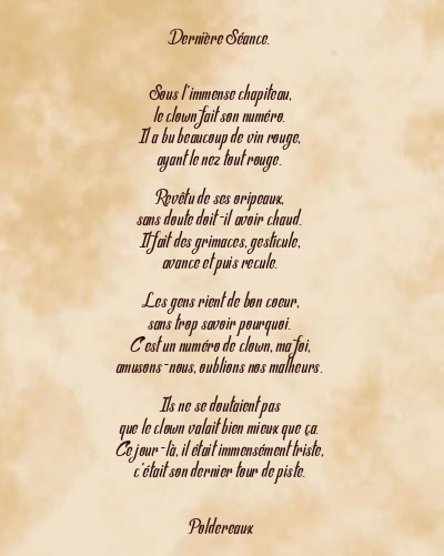 Le poème en image: Dernière Séance.