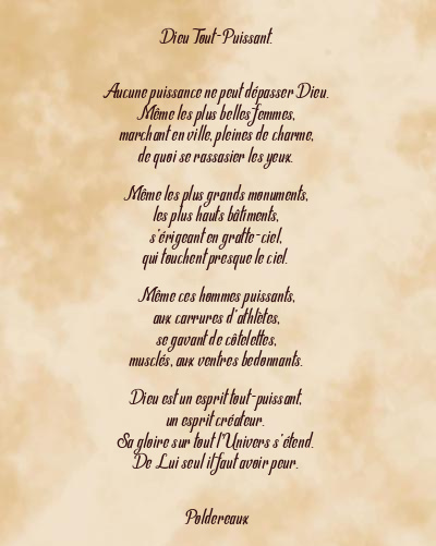 Le poème en image: Dieu Tout-Puissant.