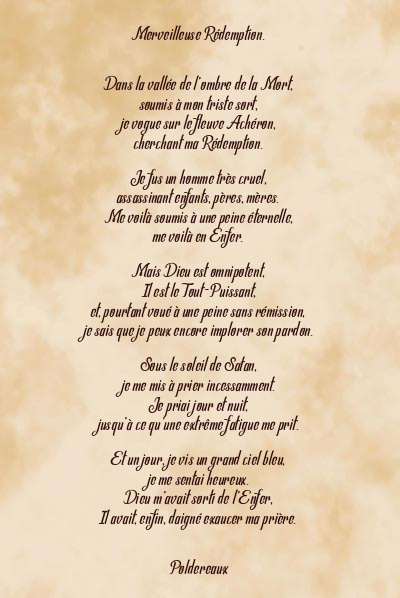 Le poème en image: Merveilleuse Rédemption.