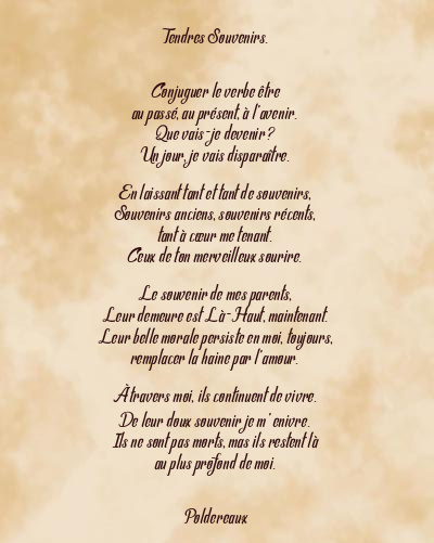 Le poème en image: Tendres Souvenirs.