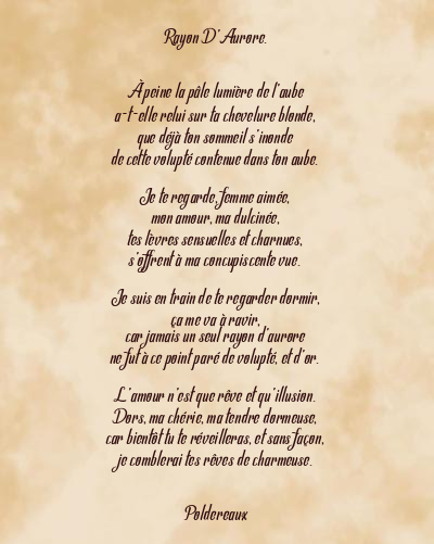 Le poème en image: Rayon D’aurore.