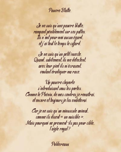 Le poème en image: Pauvre Blatte.