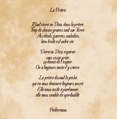 Le poème en image: La Prière.