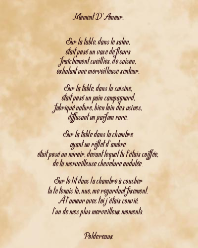 Le poème en image: Moment D’amour.