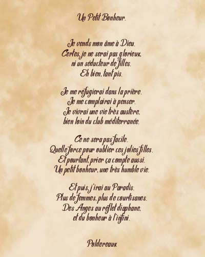 Le poème en image: Un Petit Bonheur.