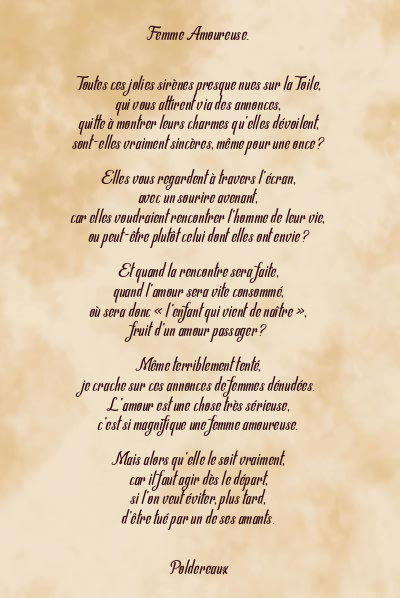Le poème en image: Femme Amoureuse.