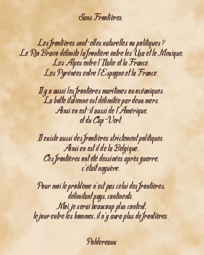 Le poème en image: Sans Frontières.