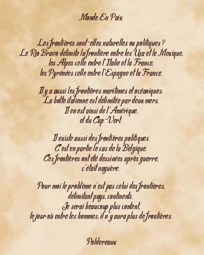 Le poème en image: Monde En Paix.