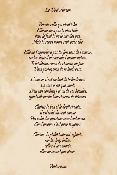 Le poème en image: Le Vrai Amour.