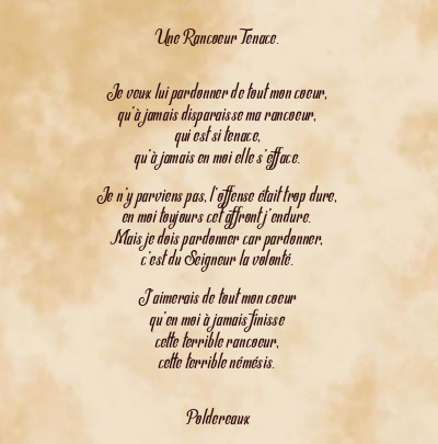 Le poème en image: Une Rancoeur Tenace.