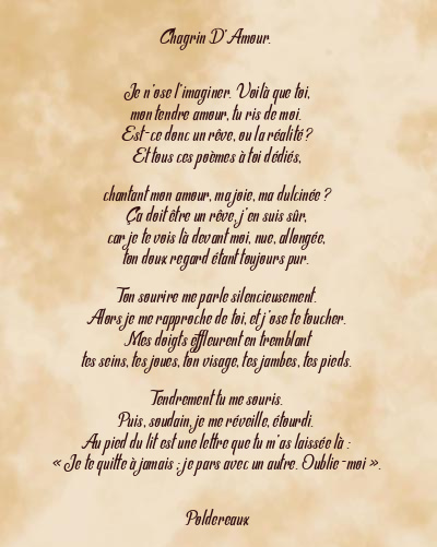 Le poème en image: Chagrin D’amour.