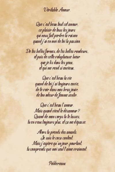 Le poème en image: Véritable Amour.