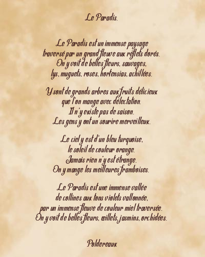 Le poème en image: Le Paradis.