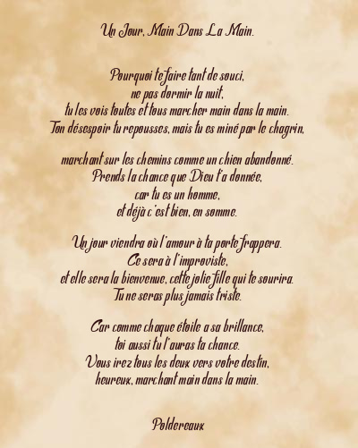 Le poème en image: Un Jour, Main Dans La Main.